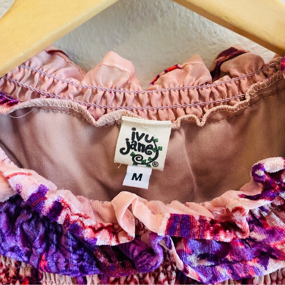 Ivy Jane Velvet Burnout Pink and Purple Relaxed Blouse Whimsygoth - Picture 4 of 6